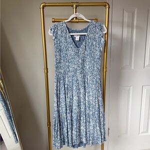Lucky Brand Sky Blue and White Midi Dress